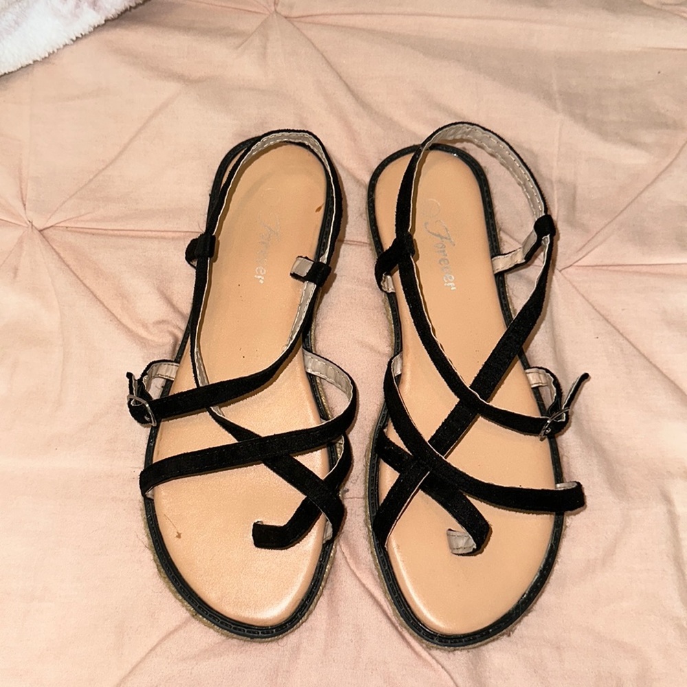 Back Espadrilles Sandles Size: 7 (Adjustable Straps)(Worn Once)